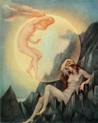 La tierra dormida y la luna despertando